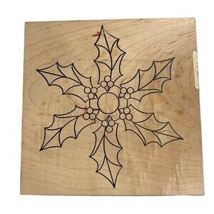 Christmas Holly Poinsettia Mounted Wooden Block Stamp Craft Scrapbook Cards